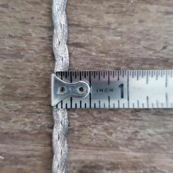 sterling silver three strand herringbone boho braided chain necklace - Picture 3 of 5